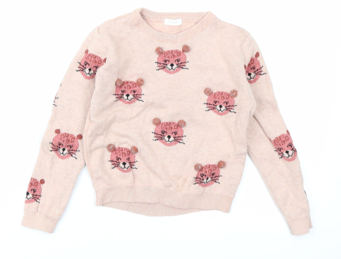 NEXT Girls Pink  Knit Pullover Jumper Size 4-5 Years  - Bear print