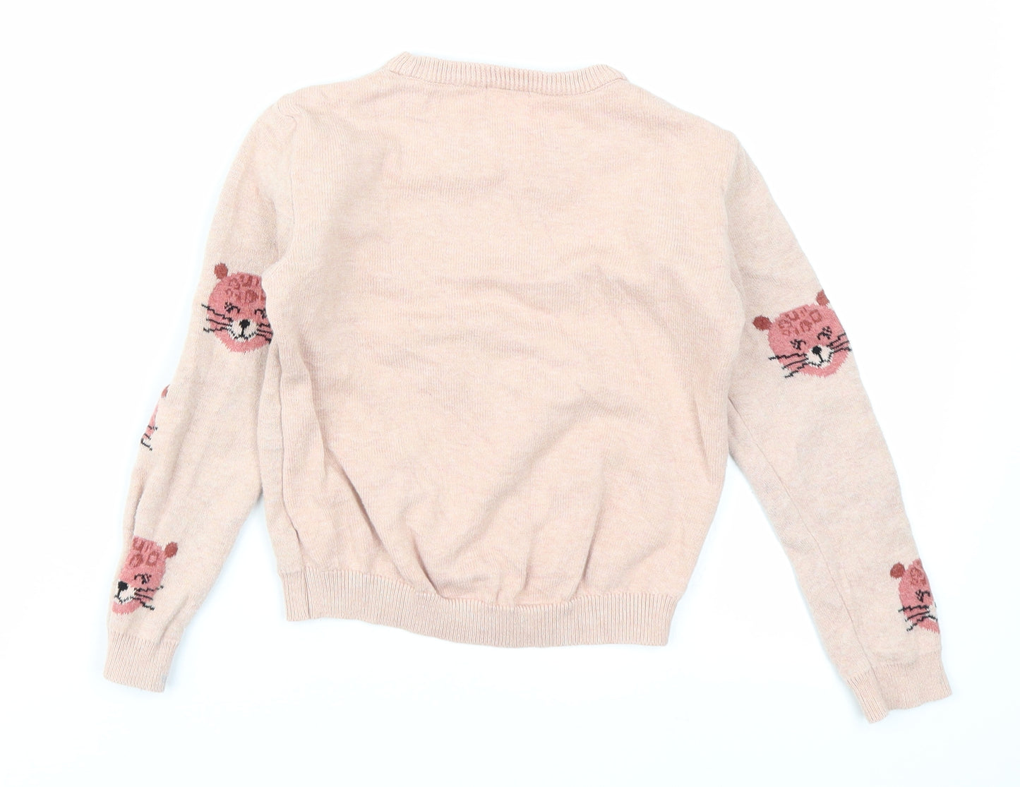 NEXT Girls Pink  Knit Pullover Jumper Size 4-5 Years  - Bear print