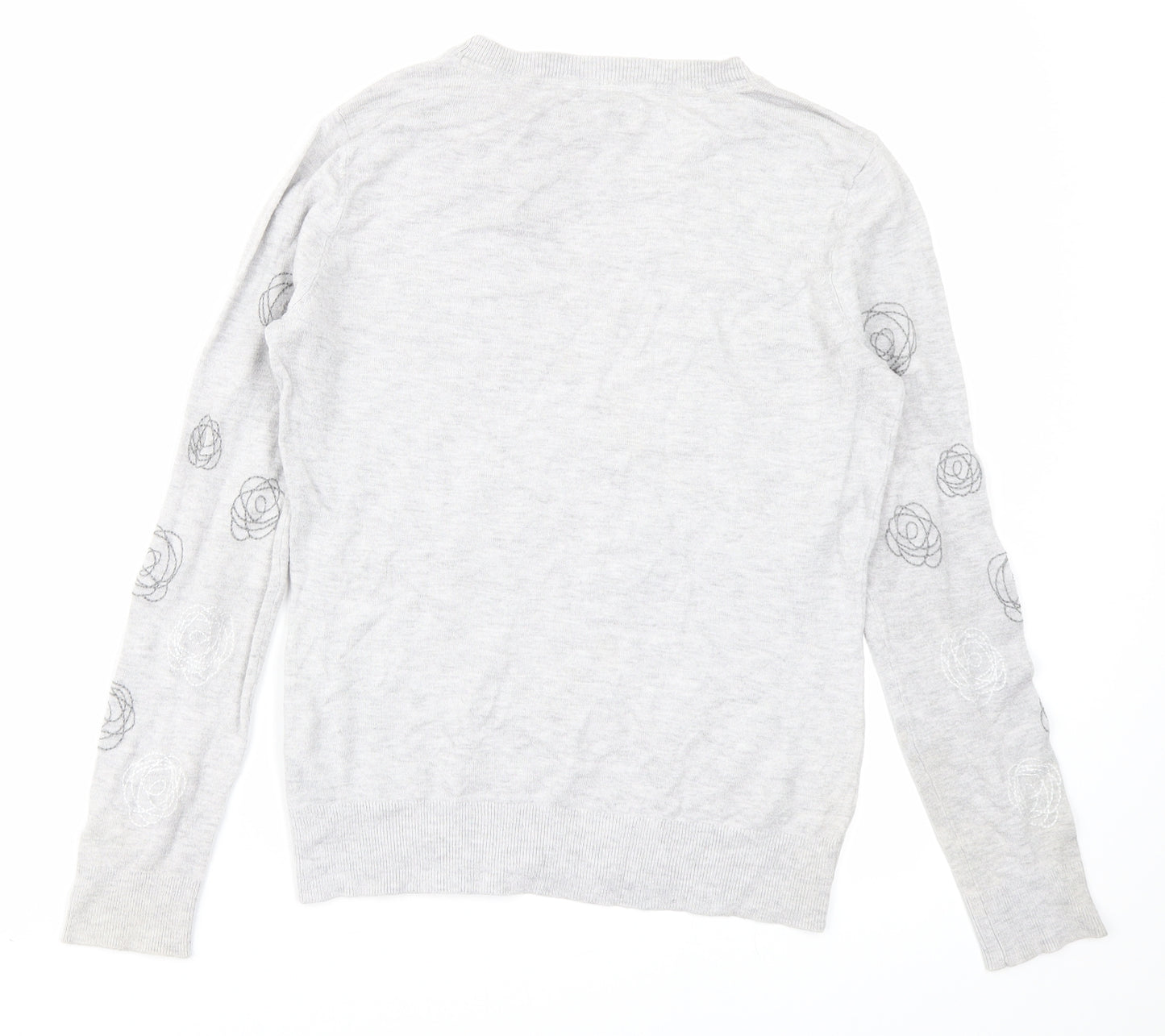 RJR.John Rocha Womens Grey Floral Knit Pullover Jumper Size 12
