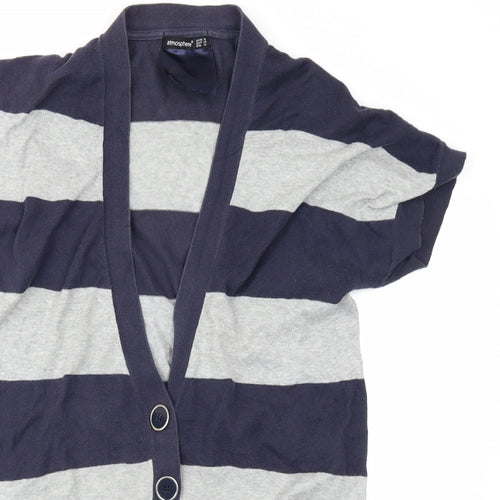 Atmosphere Womens Blue Striped Knit Cardigan Jumper Size 16
