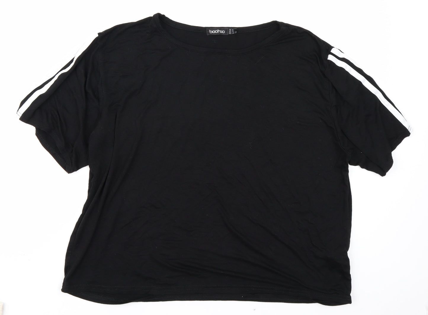 Boohoo Womens Black   Cropped T-Shirt Size 16