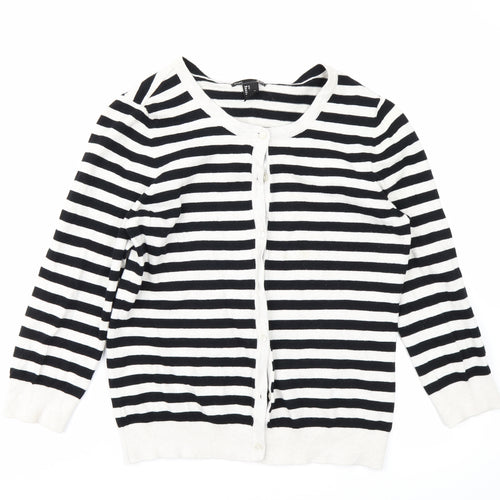 H&M Womens Black Striped  Cardigan Jumper Size M