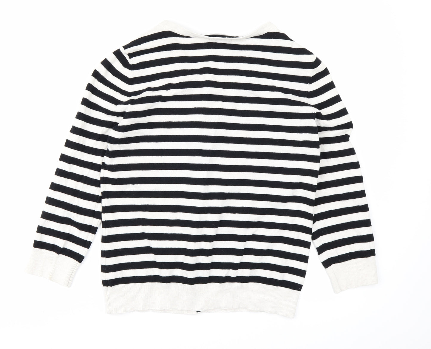 H&M Womens Black Striped  Cardigan Jumper Size M