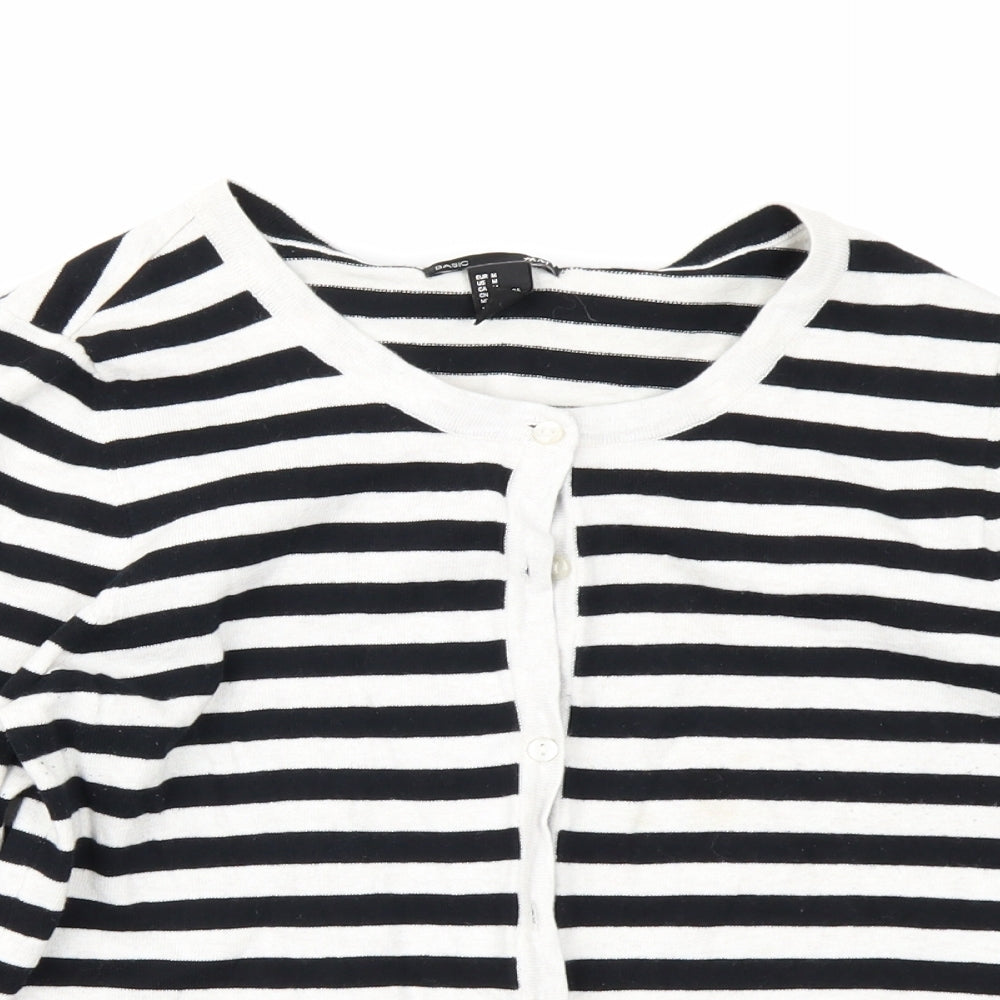 H&M Womens Black Striped  Cardigan Jumper Size M