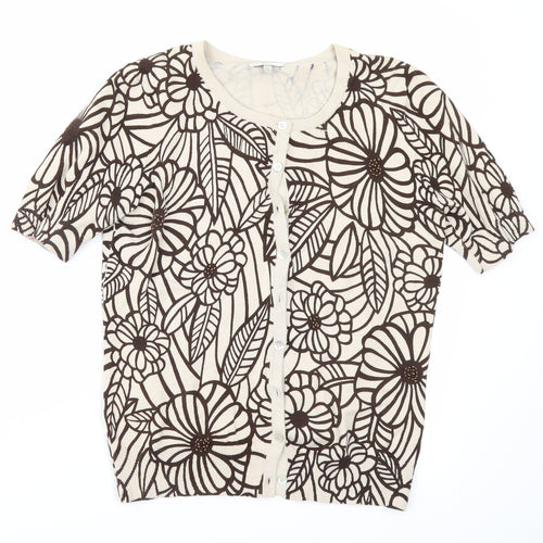 CC Womens Brown Floral  Cardigan Jumper Size S