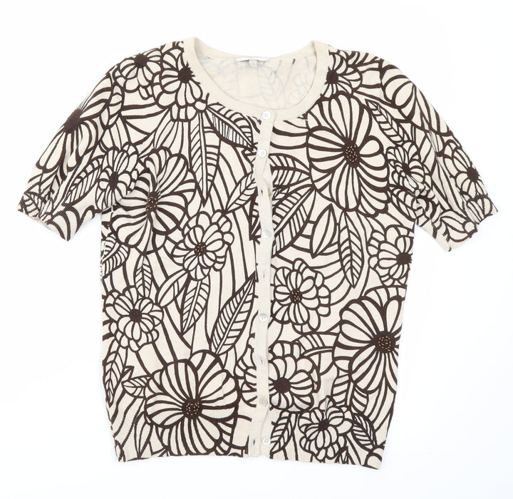 CC Womens Brown Floral  Cardigan Jumper Size S