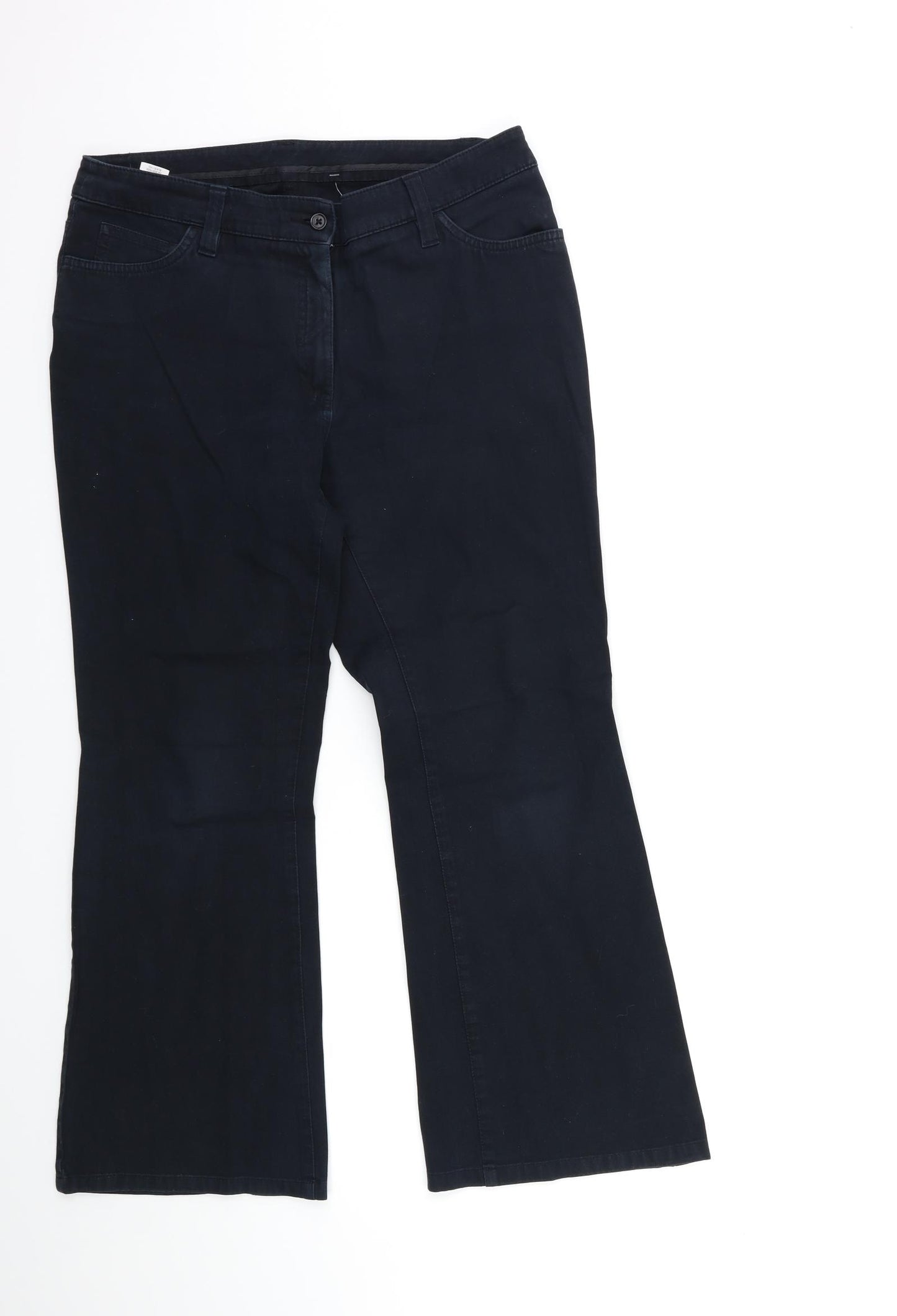 Marks and Spencer Womens Black  Denim Flared Jeans Size 14 L26 in