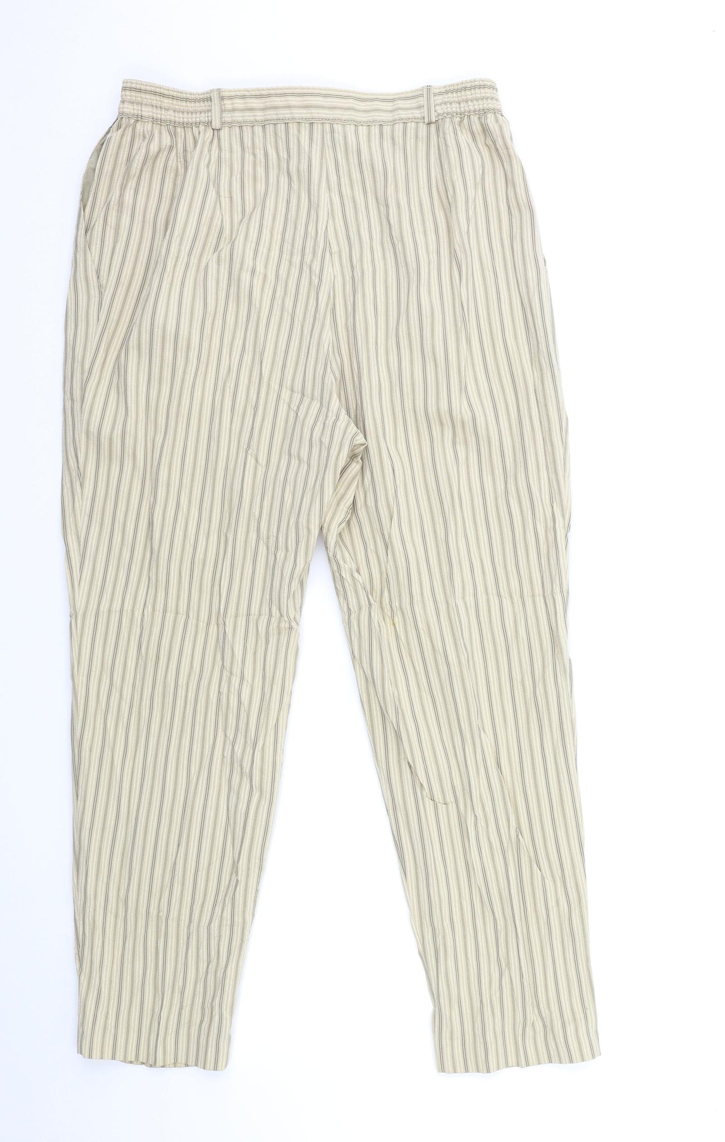 Marks and Spencer Womens Beige Striped  Trousers  Size 30 in L28 in