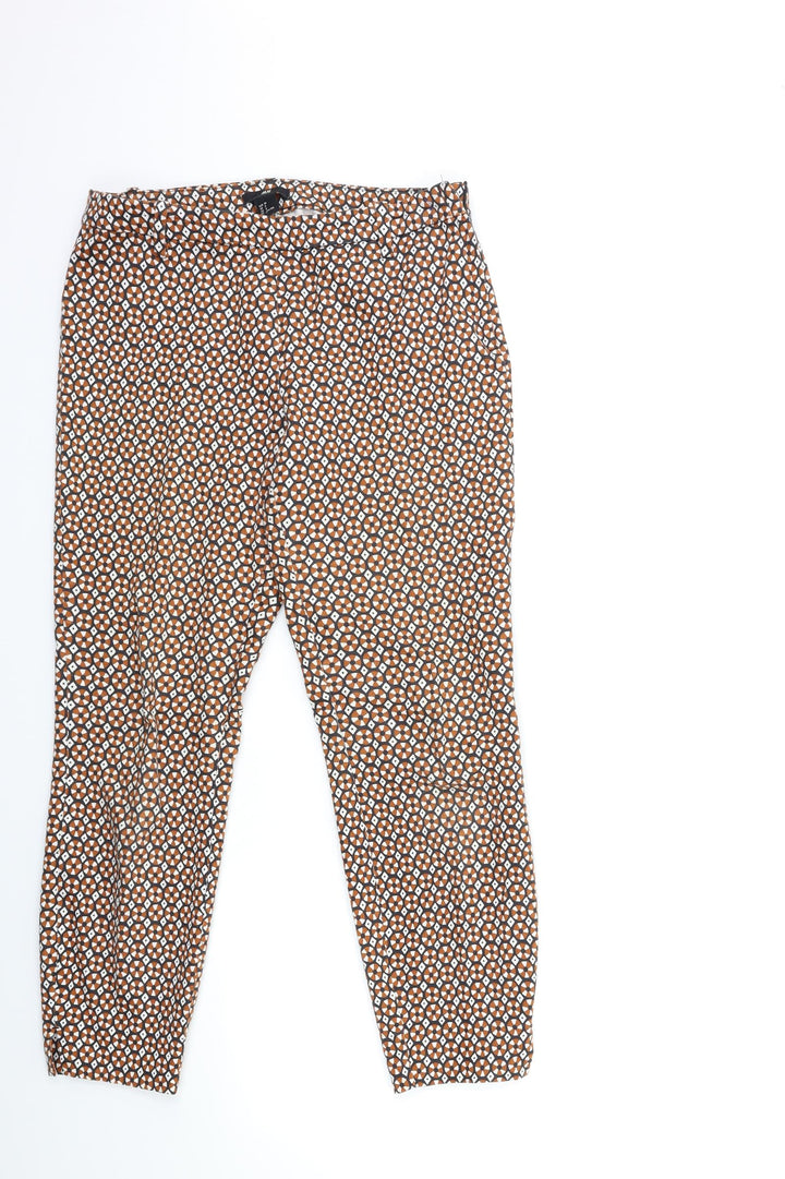 H&M Womens Brown Geometric  Trousers  Size 28 in L26 in