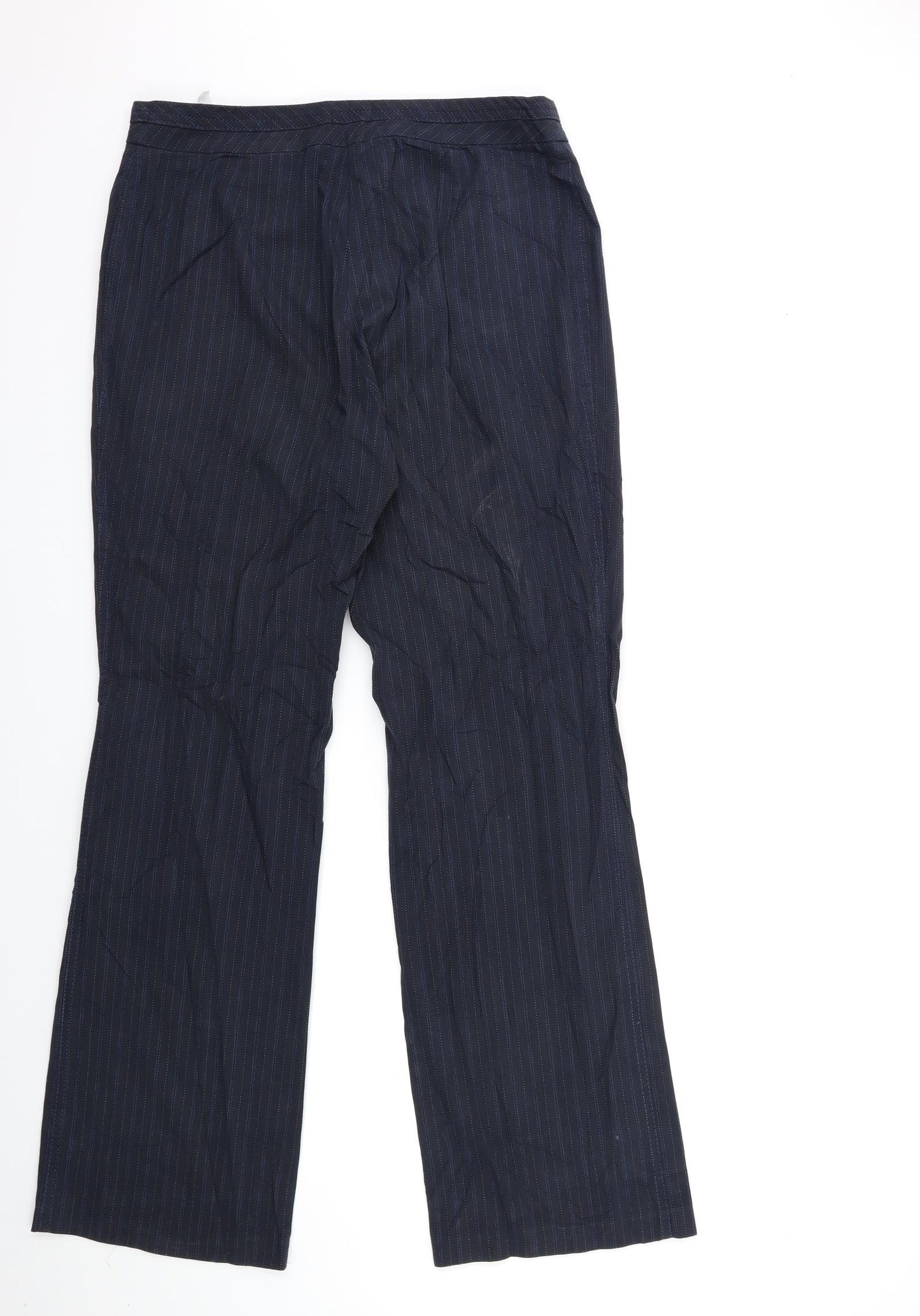 Marks and Spencer Womens Blue Striped  Trousers  Size 14 L31 in