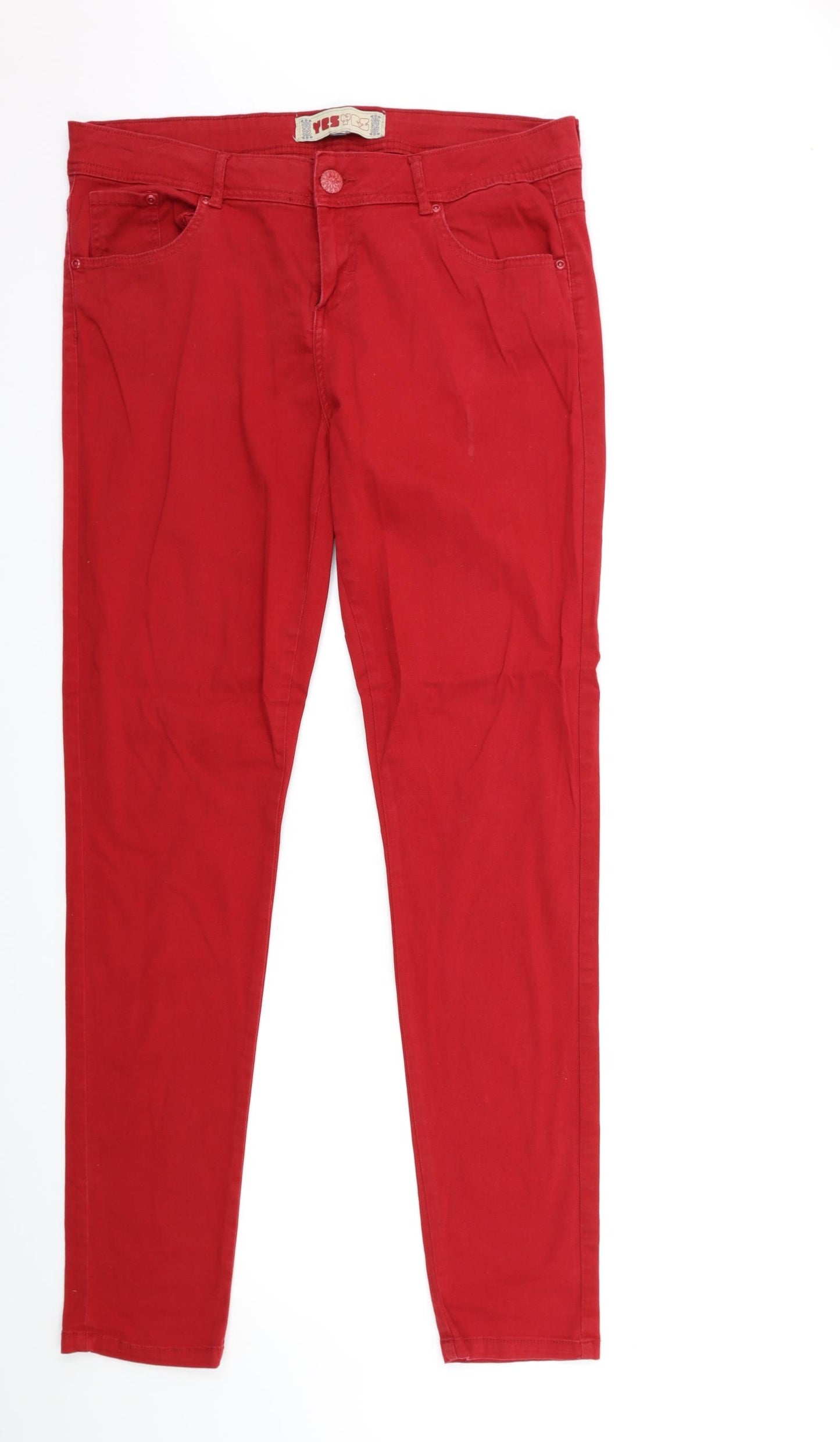 yesyes Womens Red  Denim Skinny Jeans Size 16 L31 in