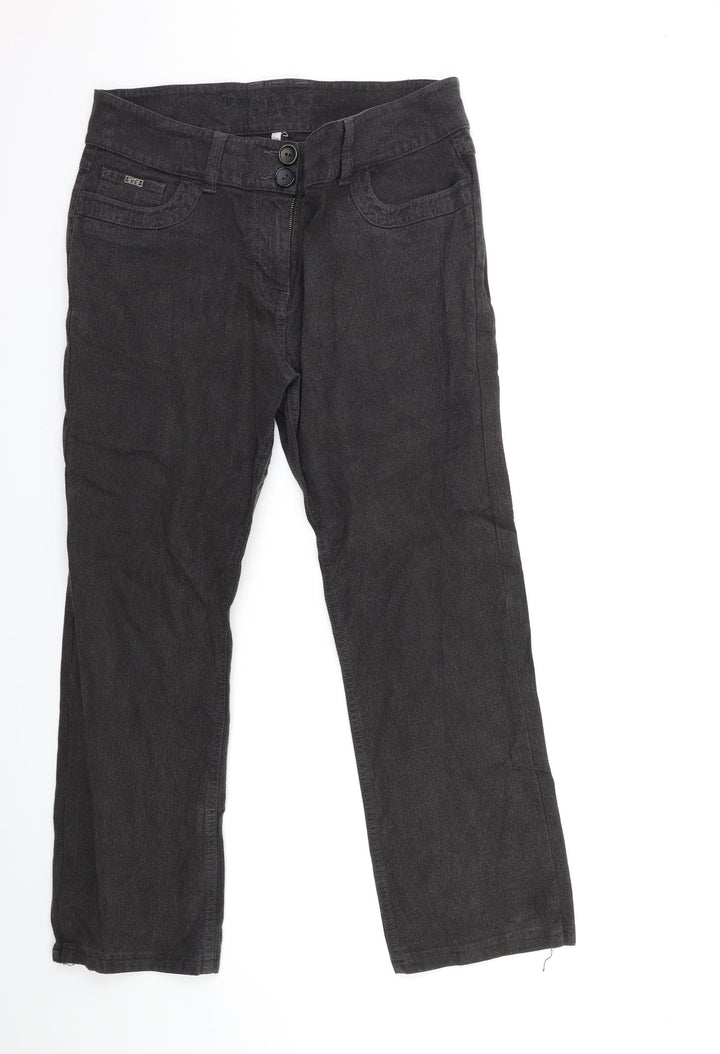 Per Una Womens Black Denim Straight Jeans Size 8 L28 in