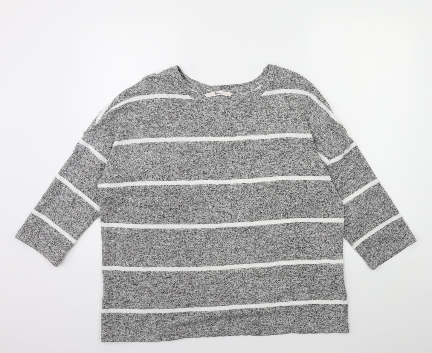 TU Womens Grey Striped Knit Pullover Jumper Size 18