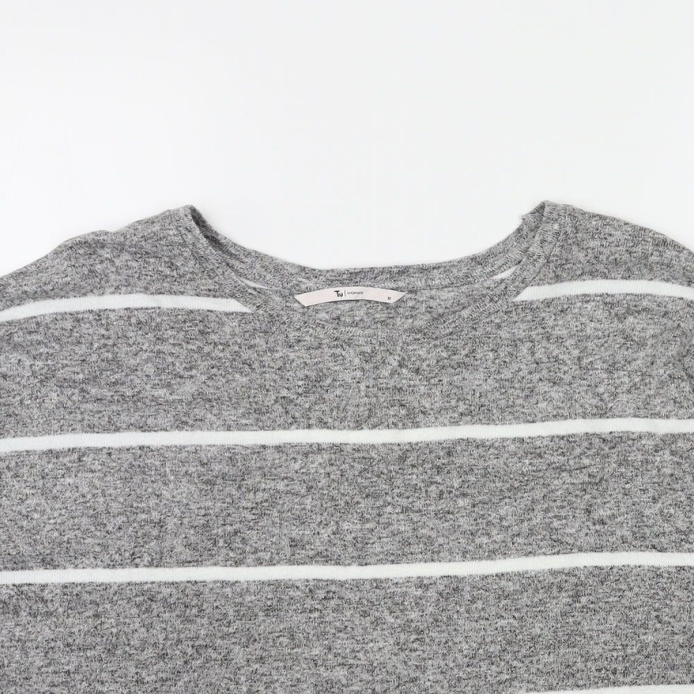 TU Womens Grey Striped Knit Pullover Jumper Size 18