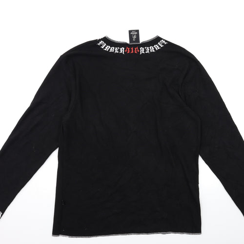 fibber Womens Black  Knit Pullover Jumper Size L