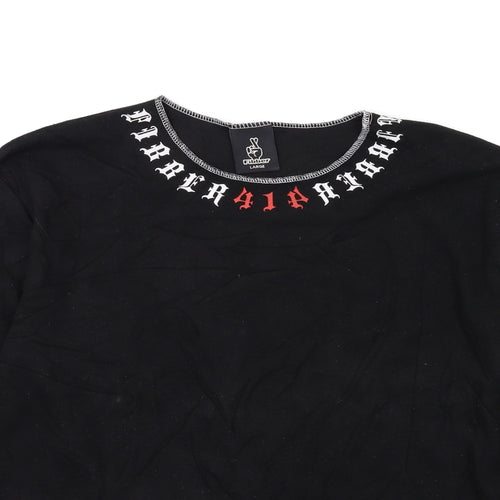 fibber Womens Black  Knit Pullover Jumper Size L