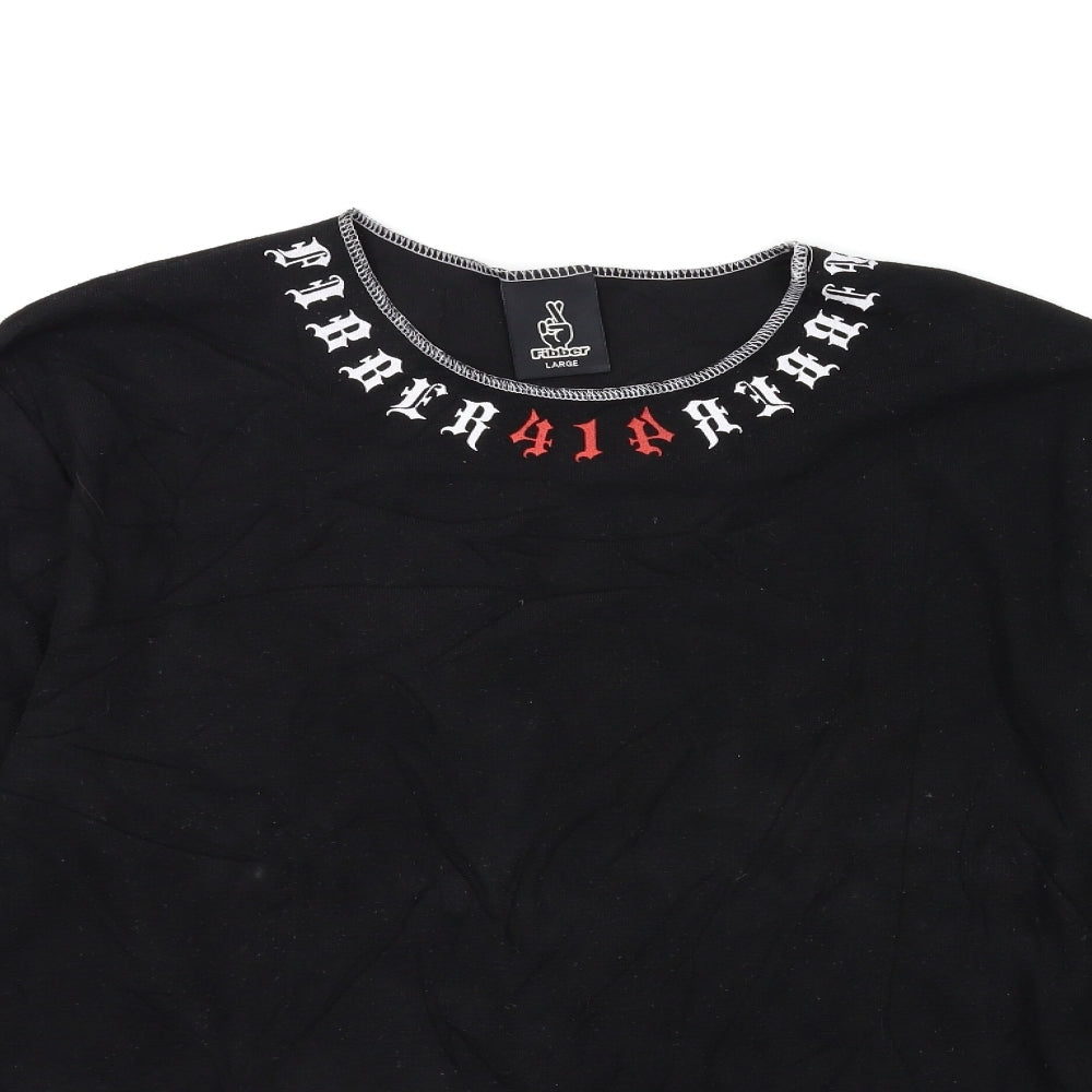 fibber Womens Black  Knit Pullover Jumper Size L