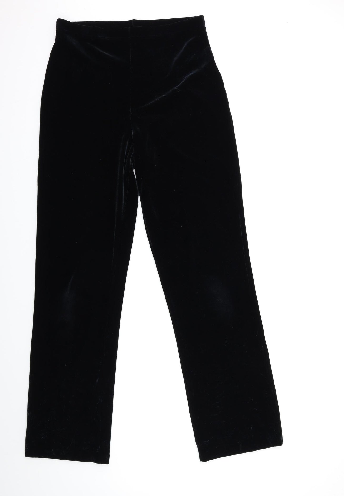 Marks and Spencer Womens Black  Velour Trousers  Size 14 L32 in