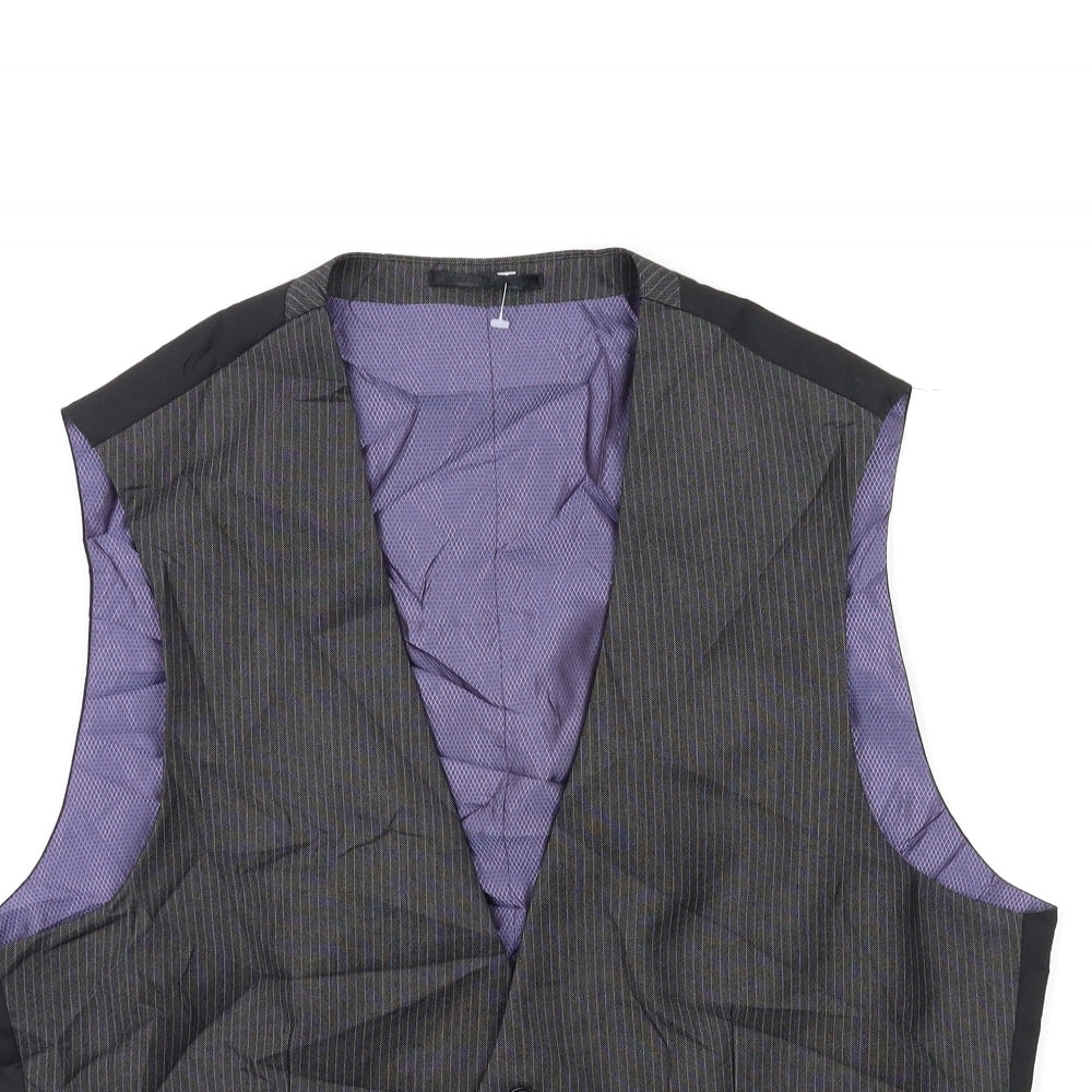 NEXT Mens Grey Striped  Jacket Suit Waistcoat Size 38