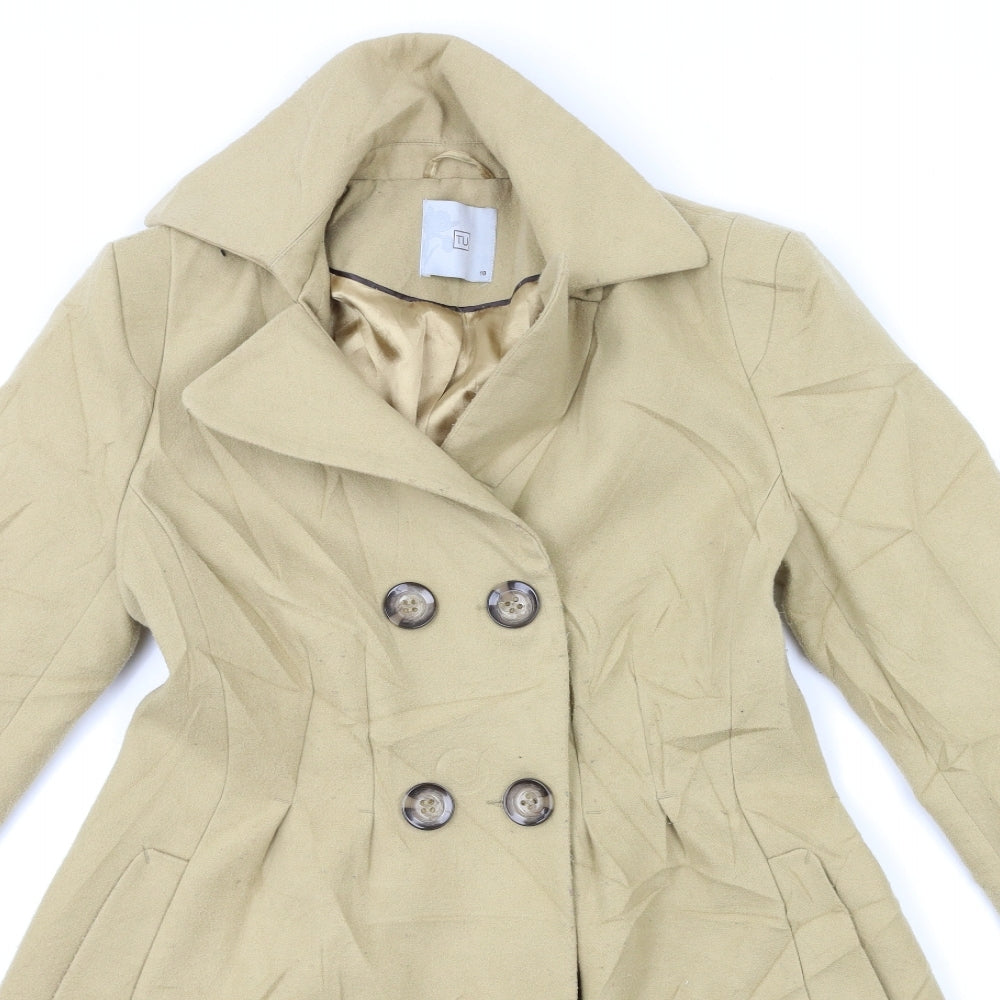 TU Womens Beige   Overcoat Coat Size 10