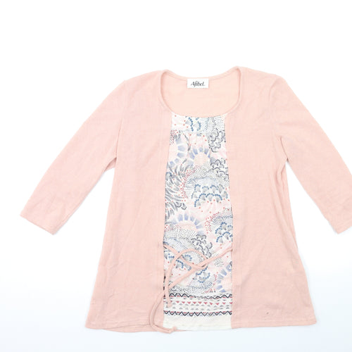 afibel Womens Pink Floral Knit Cardigan Jumper Size 14