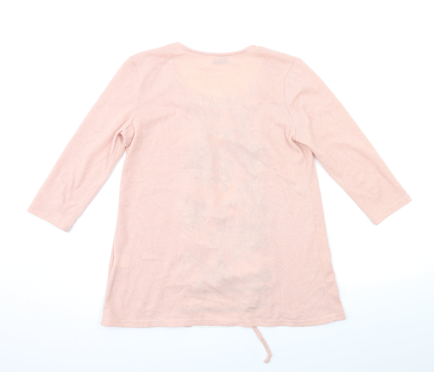 afibel Womens Pink Floral Knit Cardigan Jumper Size 14