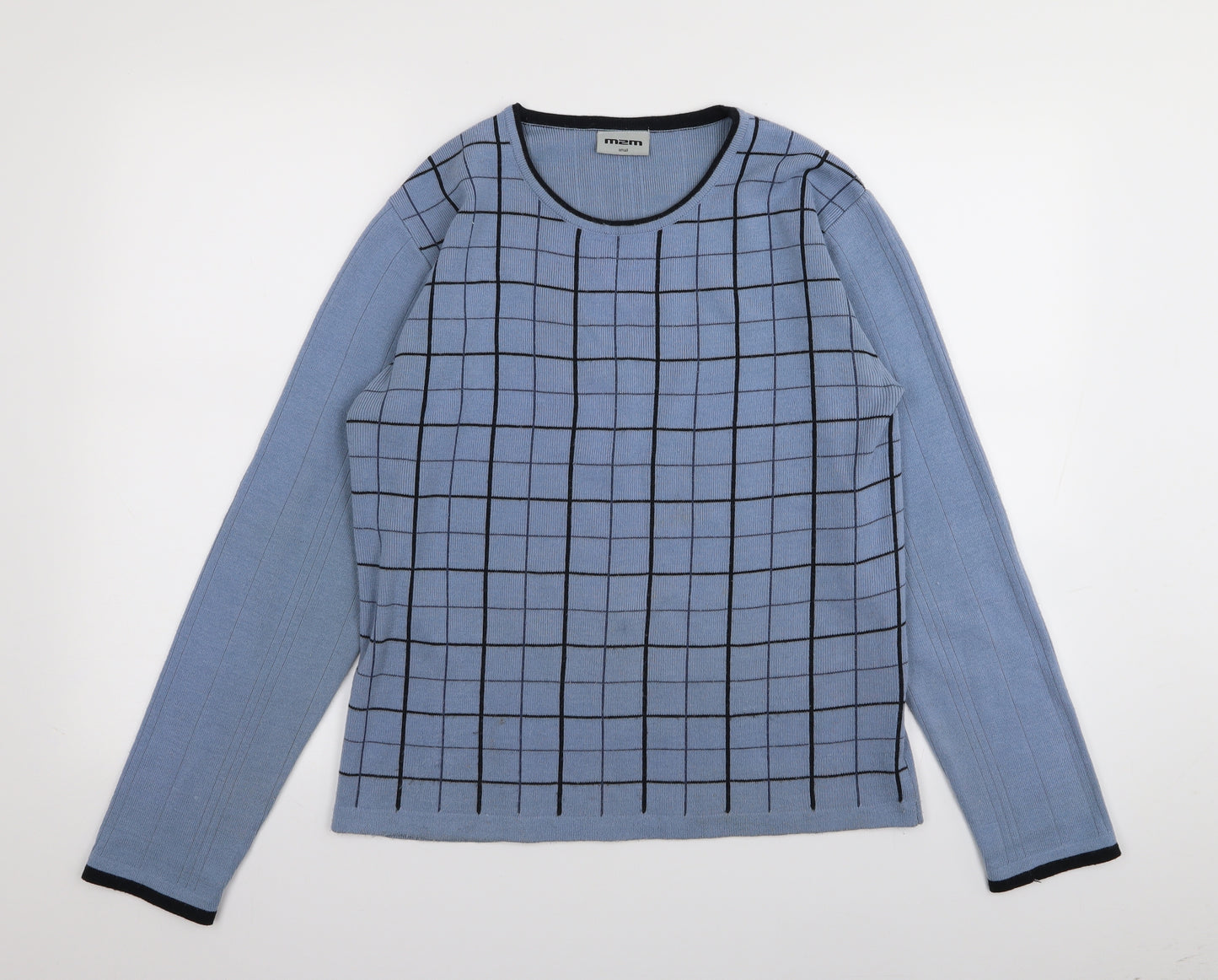 m3m Womens Blue Check  Pullover Jumper Size S