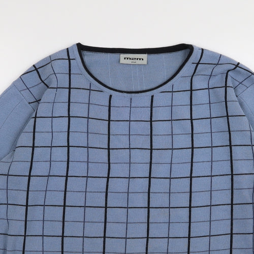 m3m Womens Blue Check  Pullover Jumper Size S