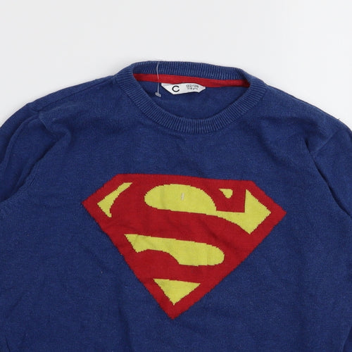 c Boys Blue   Pullover Jumper Size 7-8 Years  - superman