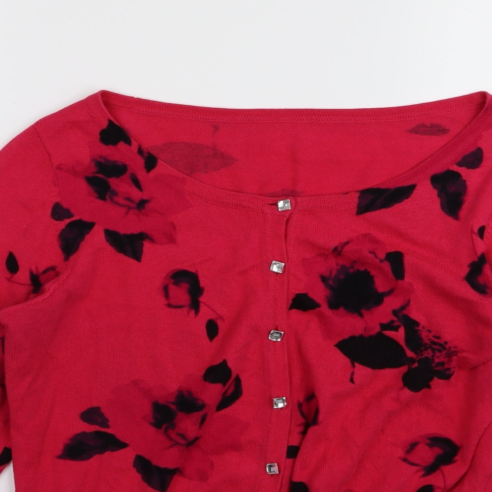NEXT Womens Pink Geometric  Cardigan Jumper Size 12