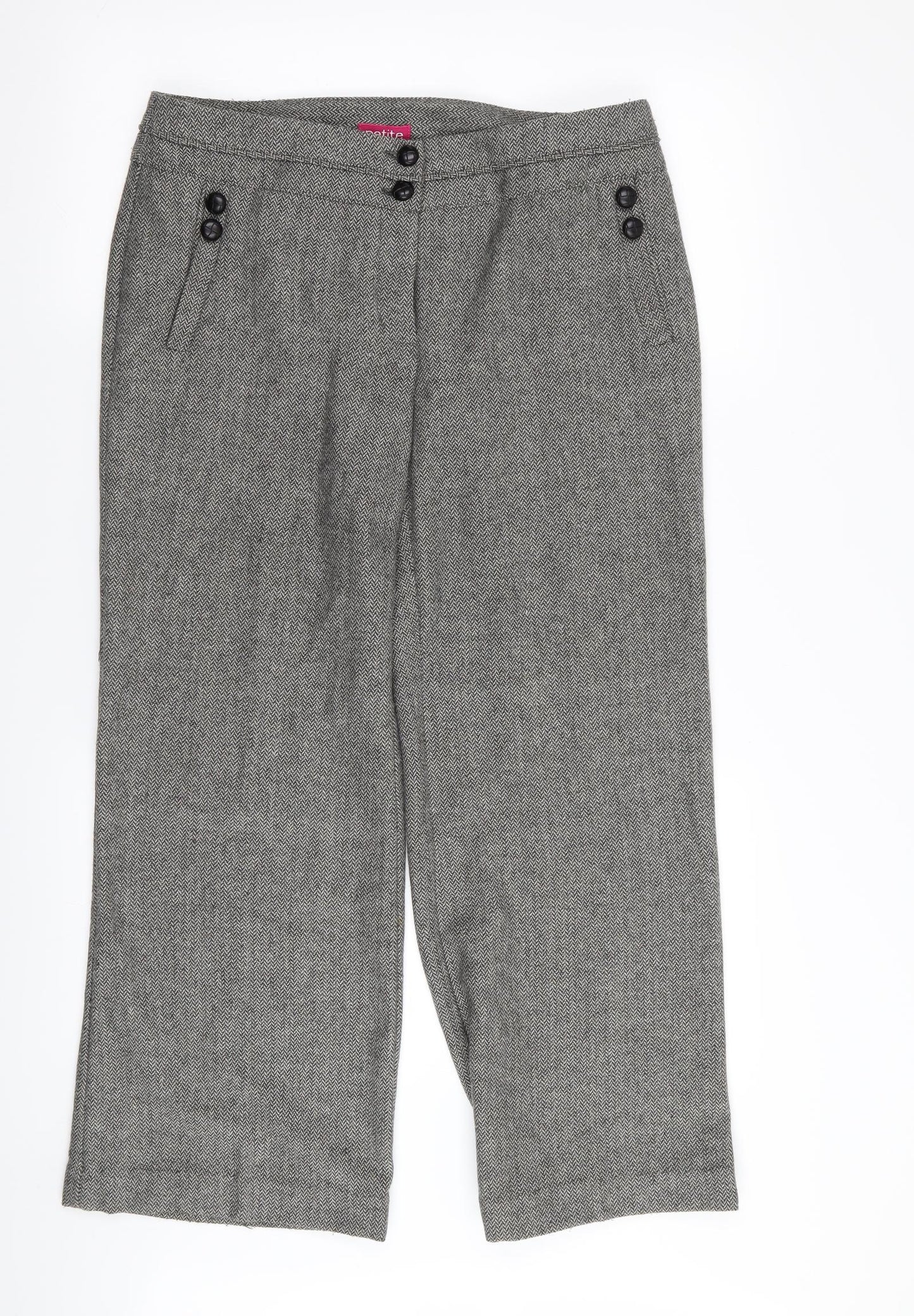 F&F Womens Grey Herringbone  Trousers  Size 12 L29 in