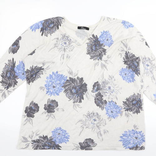 BM Womens White Floral  Basic T-Shirt Size L