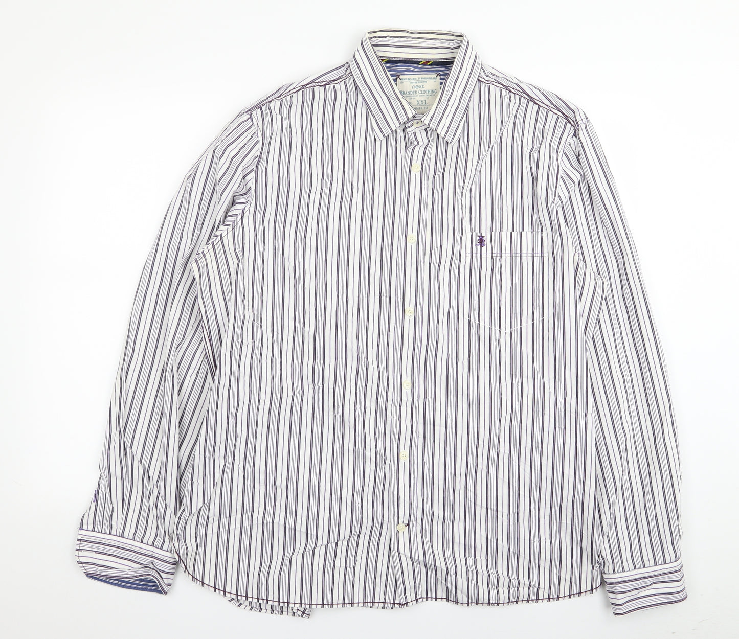 NEXT Mens Multicoloured Striped   Button-Up Size 2XL