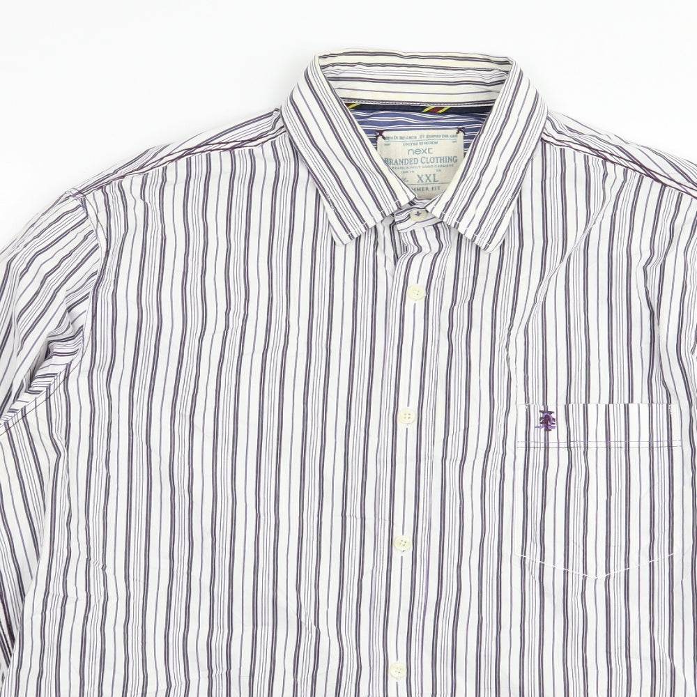 NEXT Mens Multicoloured Striped   Button-Up Size 2XL