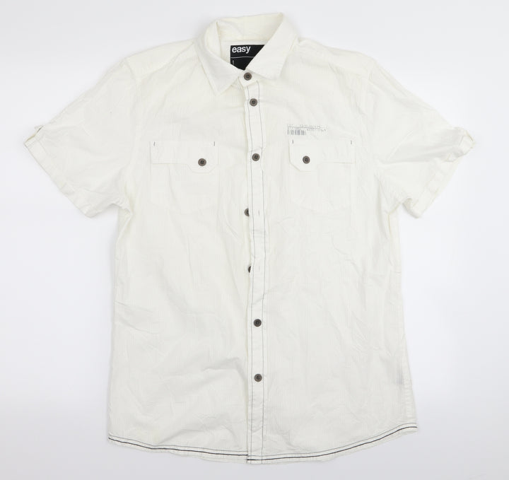 Easy Mens White Button-Up Size M