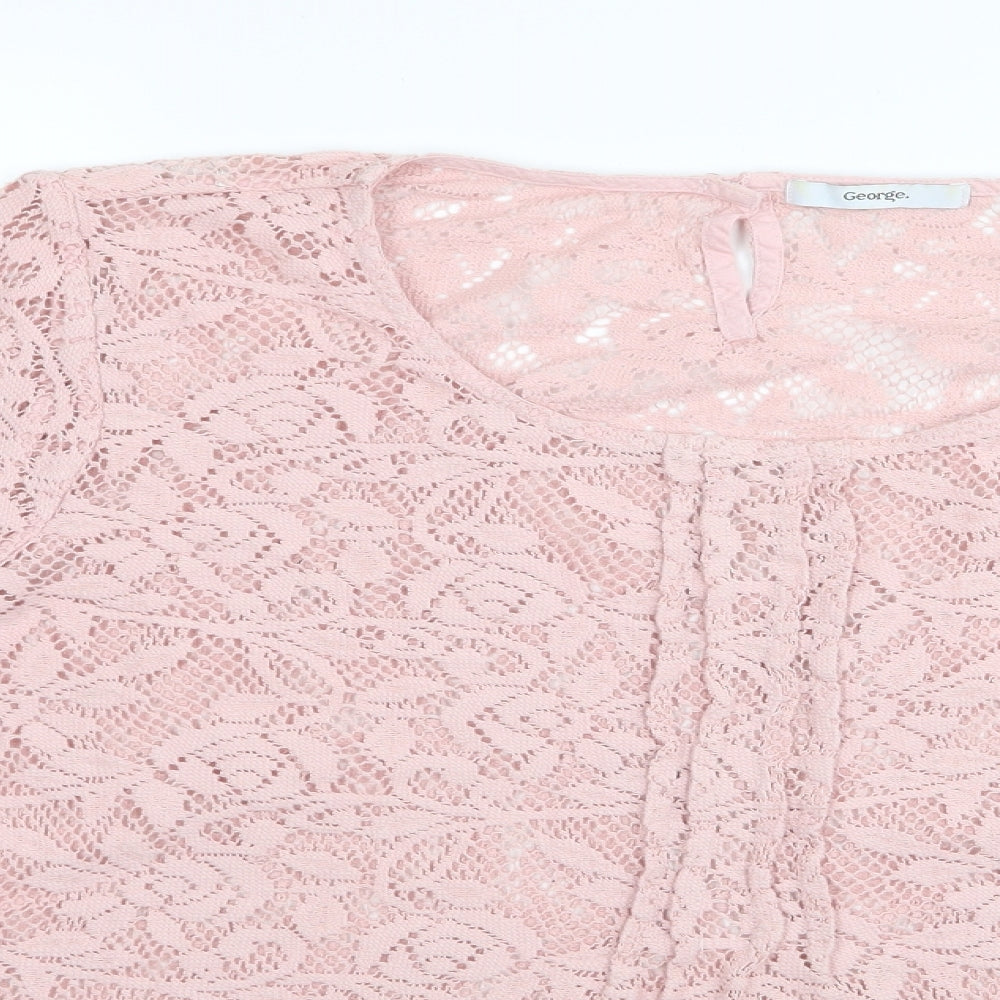 Asda George Womens Pink Floral  Basic T-Shirt Size 22