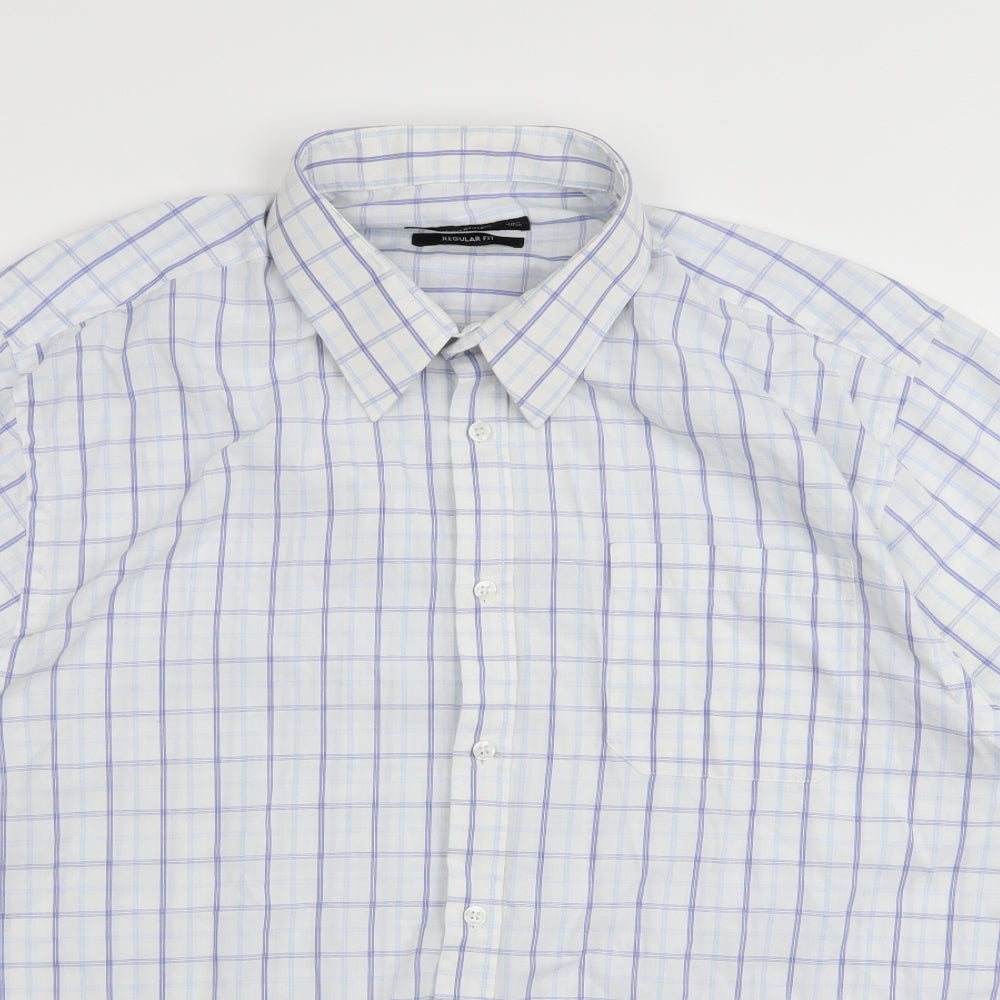 Asda George Mens White Check   Dress Shirt Size 18