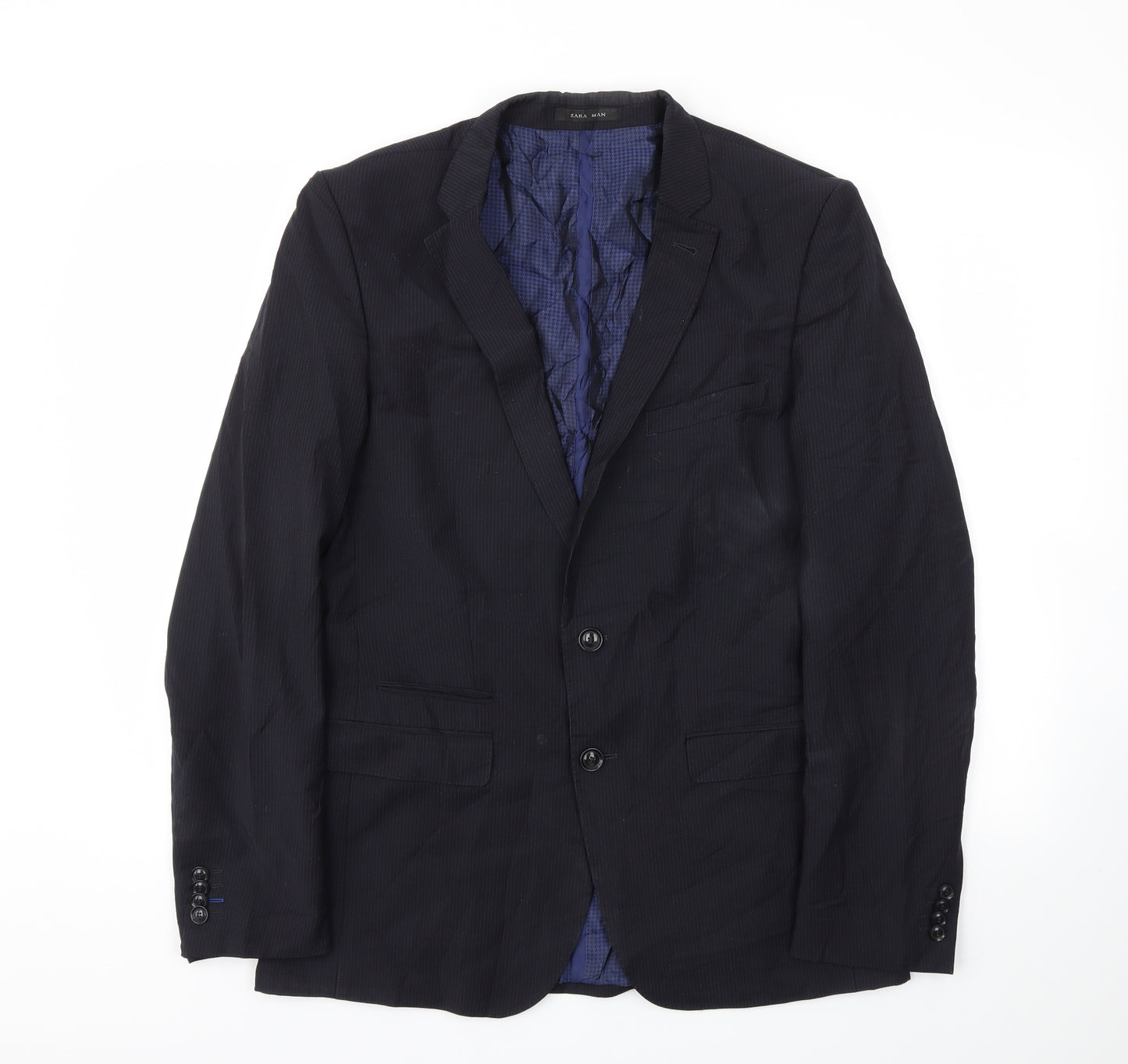 Zara Mens Blue Striped  Jacket Blazer Size 38