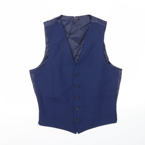 M&S Mens Blue   Jacket Suit Waistcoat Size 40