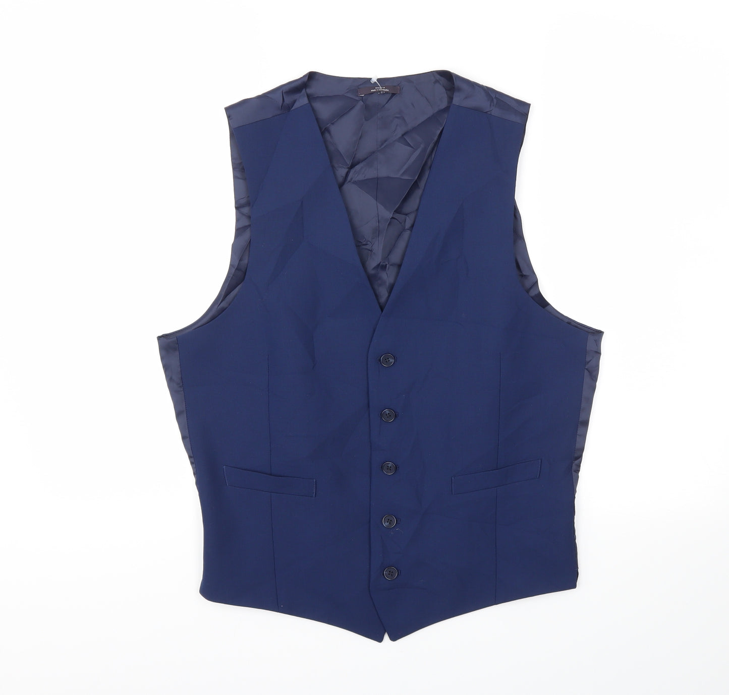 M&S Mens Blue   Jacket Suit Waistcoat Size 40