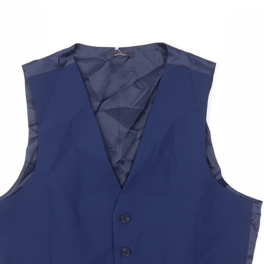 M&S Mens Blue   Jacket Suit Waistcoat Size 40