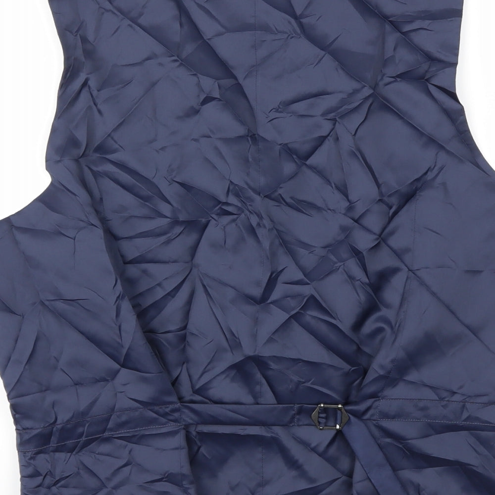M&S Mens Blue   Jacket Suit Waistcoat Size 40