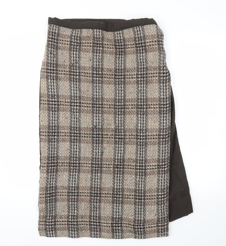 Preworn Womens Brown Check Flare Skirt Size 34