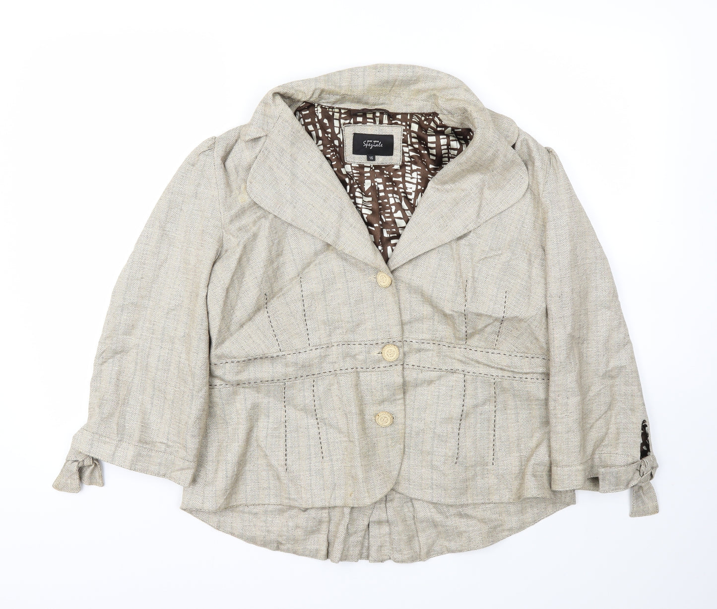 PER UNA  Womens Beige   Shorts Suit Blazer Size 16