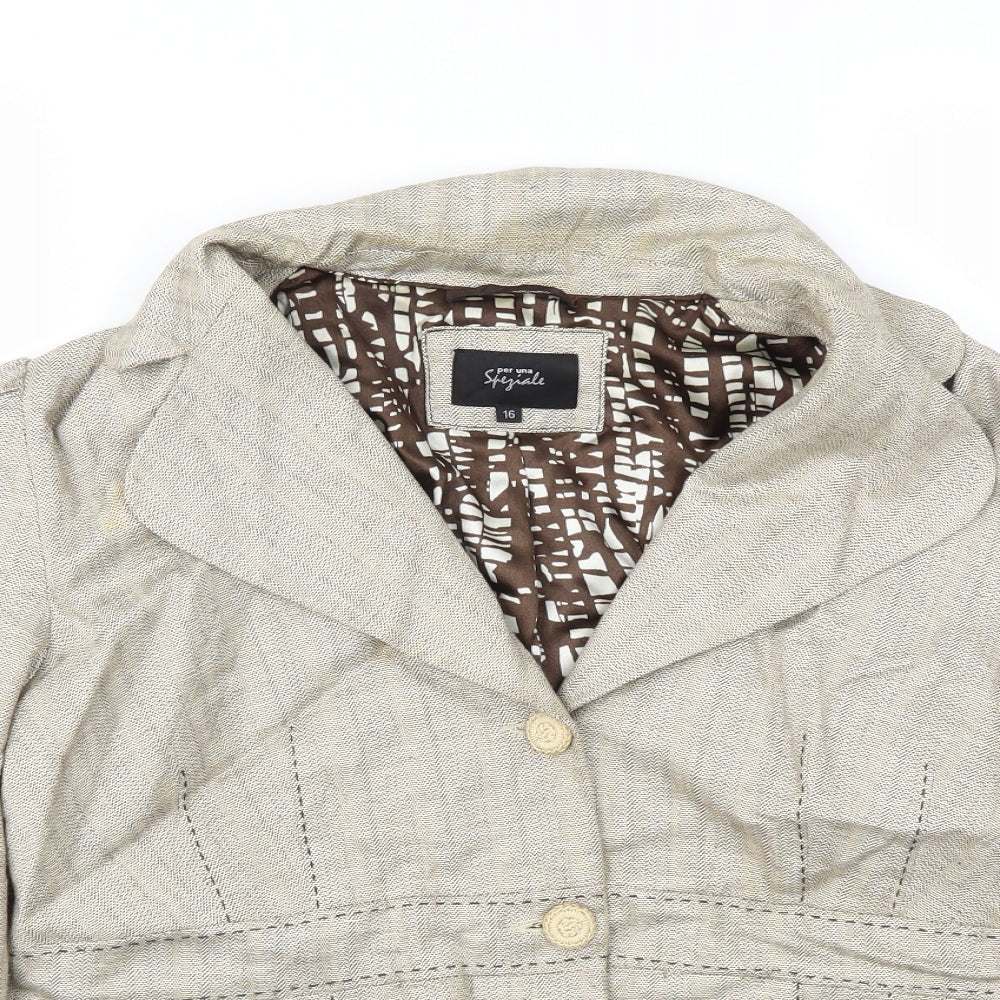 PER UNA  Womens Beige   Shorts Suit Blazer Size 16