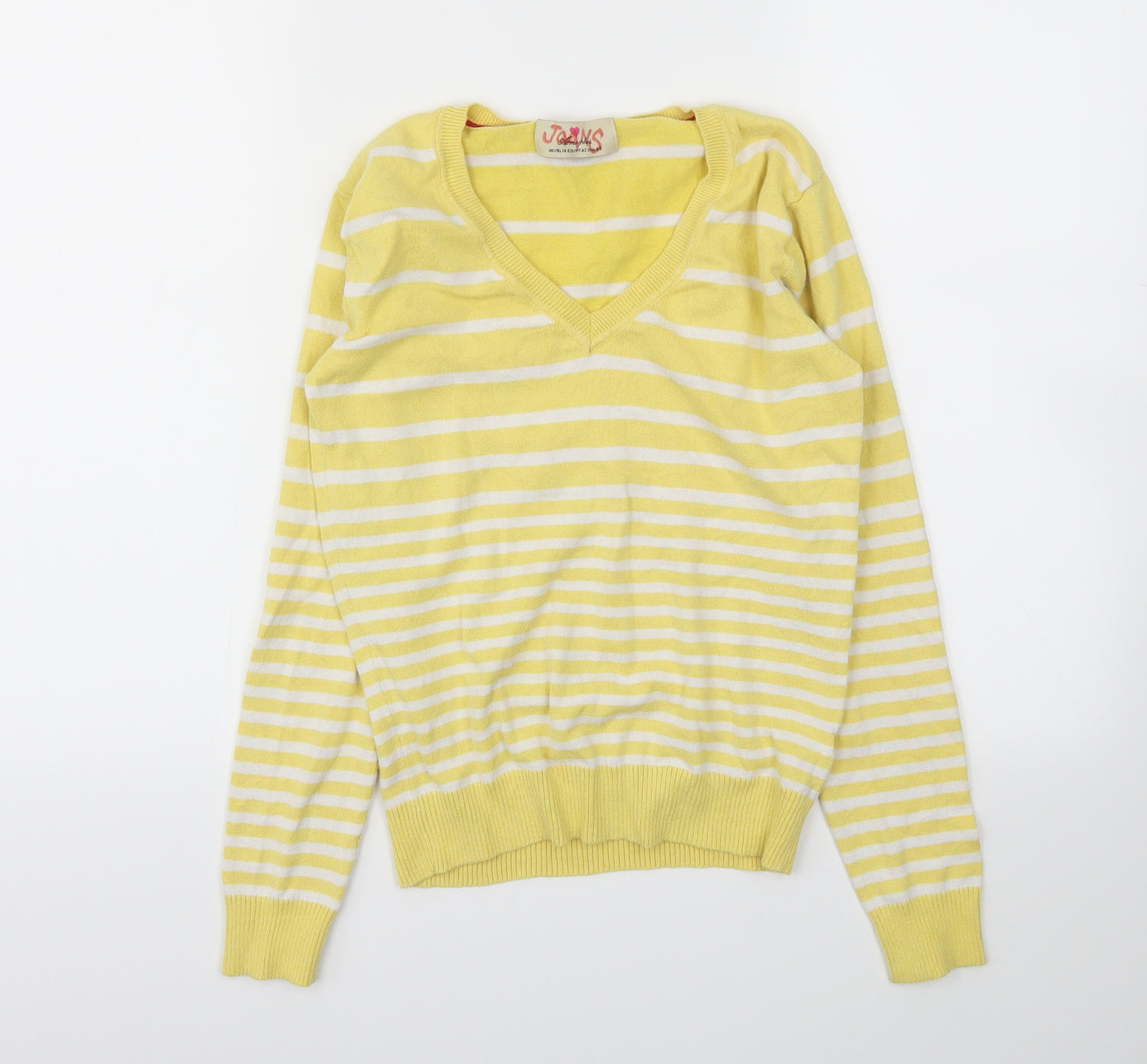 Primark Womens Yellow Striped  Basic T-Shirt Size 14
