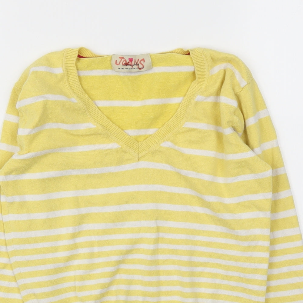 Primark Womens Yellow Striped  Basic T-Shirt Size 14