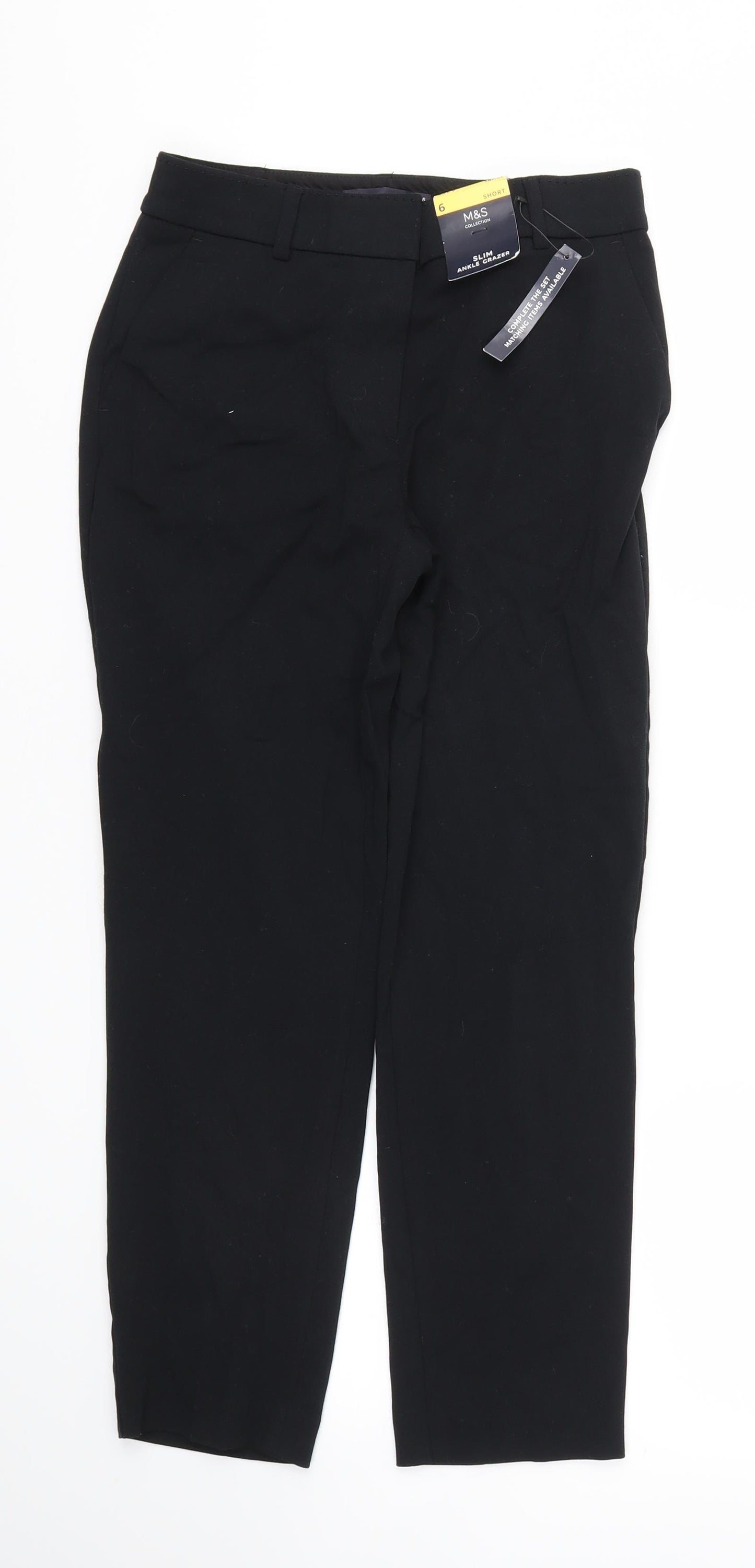 M&S Womens Black   Trousers  Size 6 L25 in