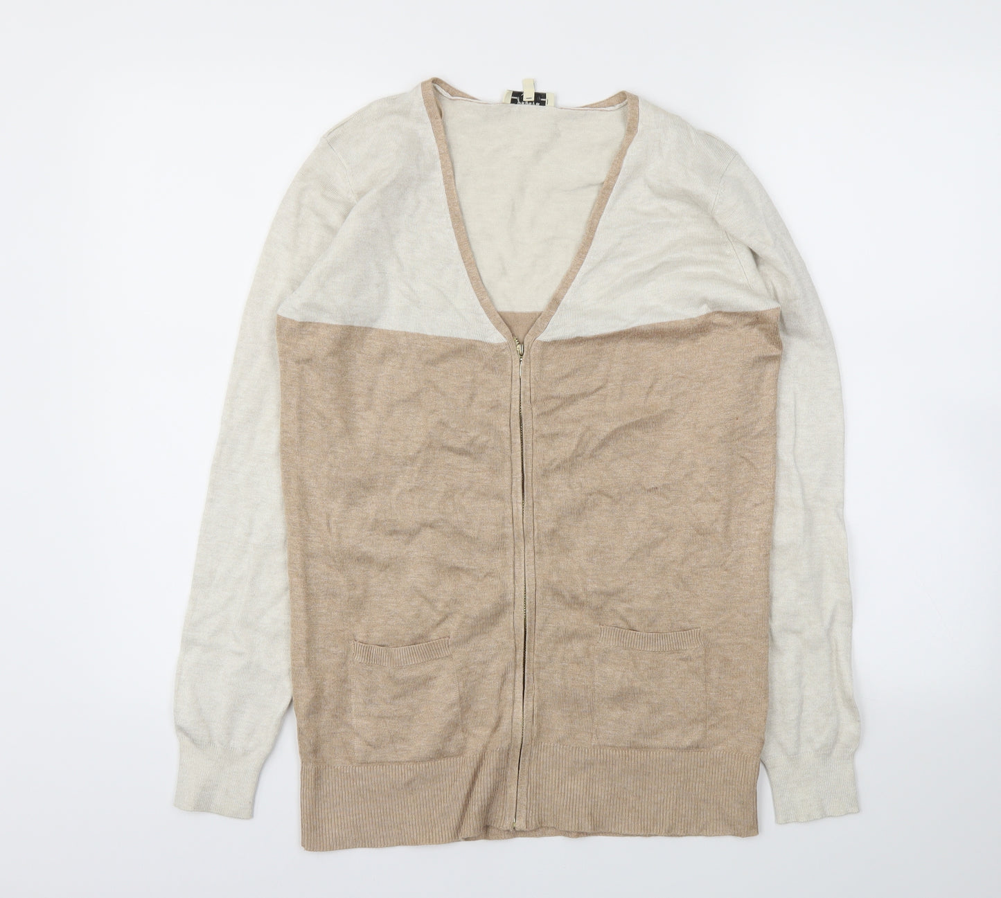 Papaya Womens Beige Striped  Cardigan Jumper Size 12