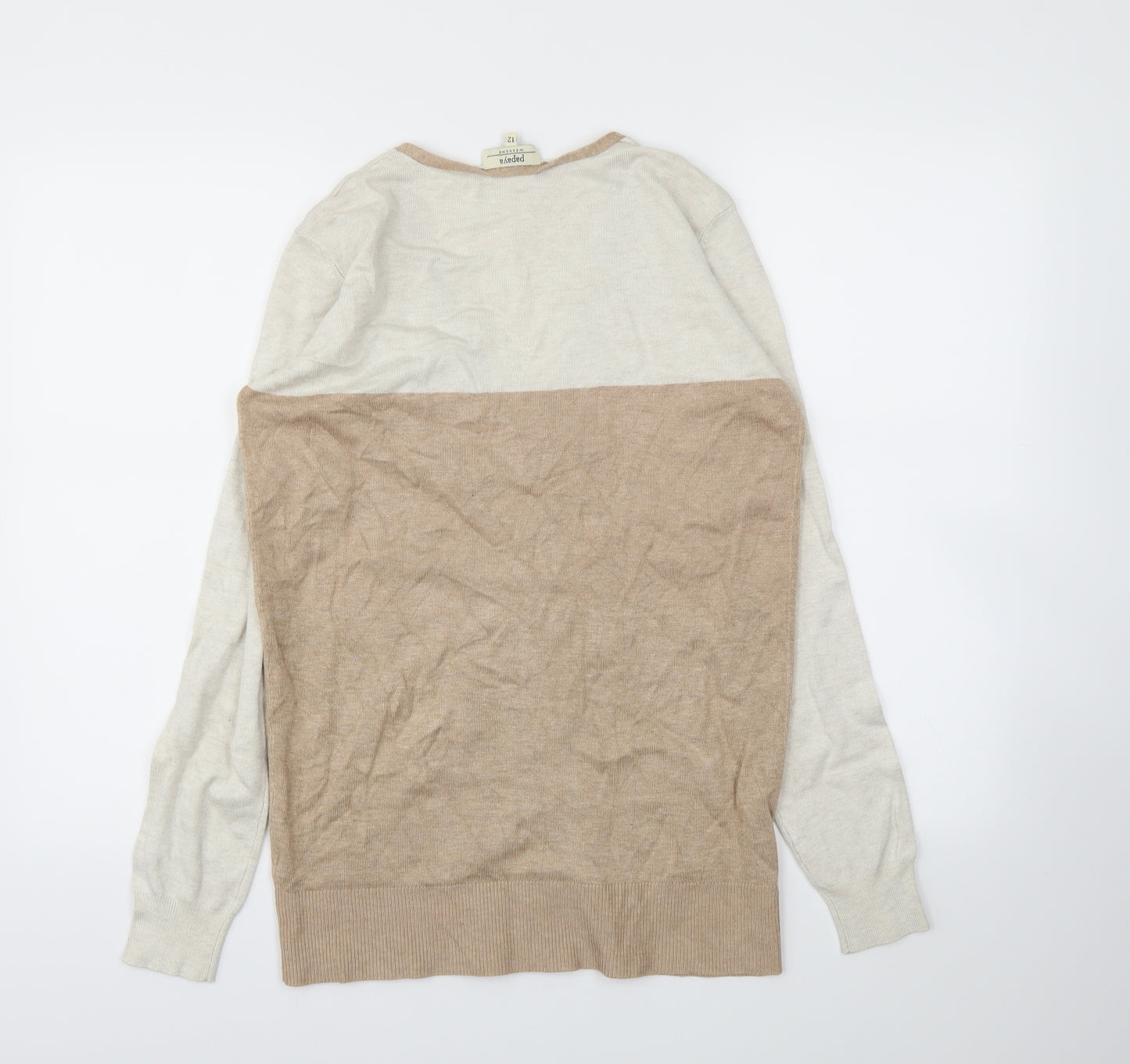 Papaya Womens Beige Striped  Cardigan Jumper Size 12